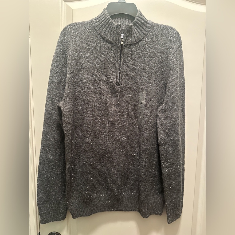 NWT Sonoma Men's Gray 3/4 Zip-Up Sweater - Picture 2 of 8